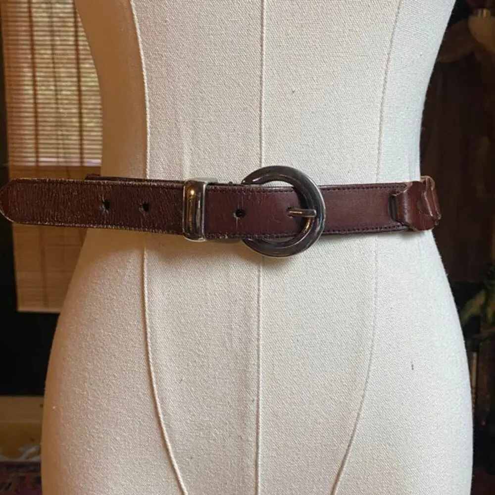 Leather Belt Silver Link Braid